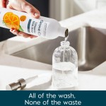 Grove Co. Ultimate Dish Soap Refills (3 x 16 Fl Oz) + Refillable Glass Dish Soap Dispenser for Kitchen Sink with Non-Slip Silicone Sleeve Plasti